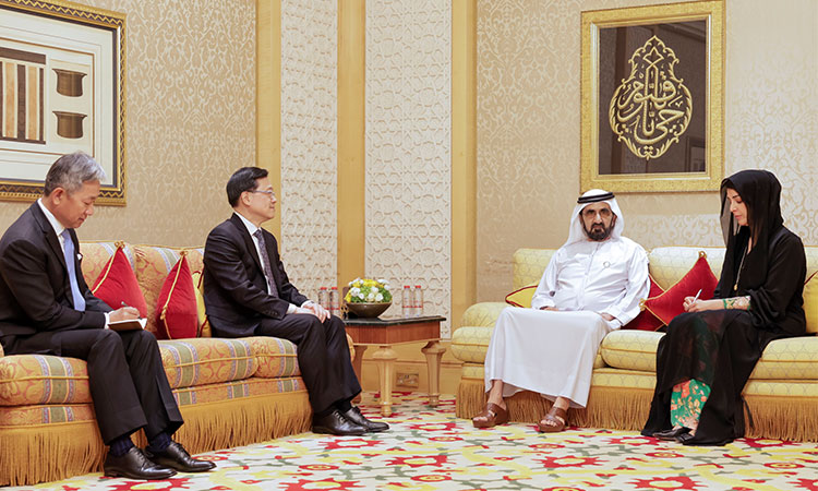 Mohammed Bin Rashid, Chief Executive of Hong Kong discuss bilateral relations