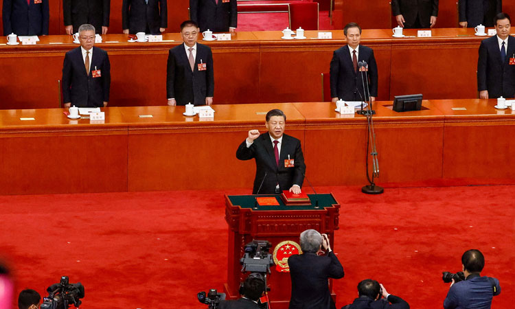 China's Xi handed historic third term as president