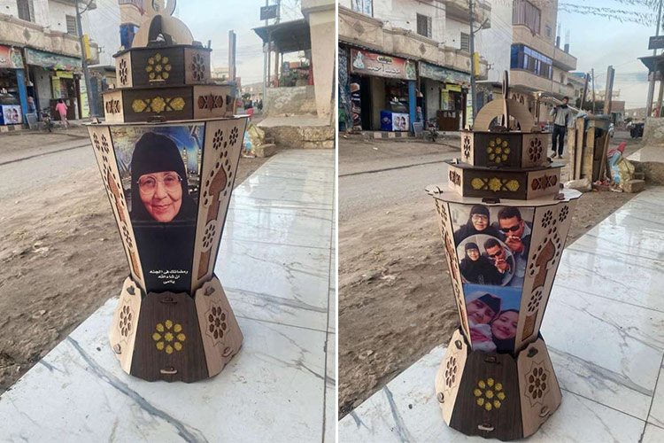 Egyptian man remembers passing away of his mother with her picture on huge Ramadan lantern