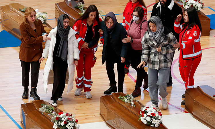 Shipwreck off Italy: Stadium filled with coffins of migrants 