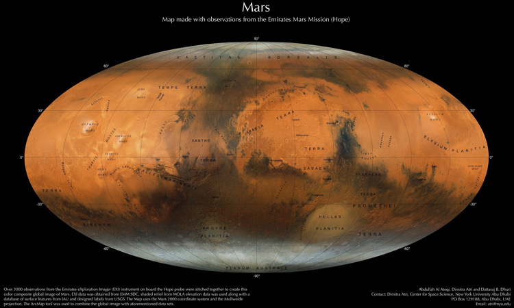 NYUAD researchers create new Mars Map with 3,000 observations made by Hope Probe