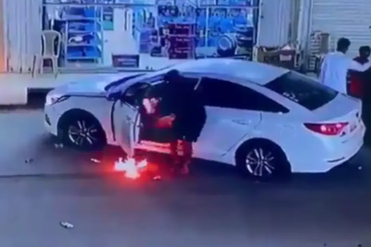 Saudi soccer player saves a child playing with fire inside a car