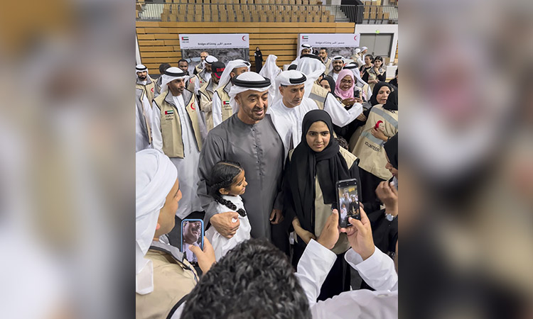 UAE President visits centre packing relief aid for quake victims with  his children, grandchildren