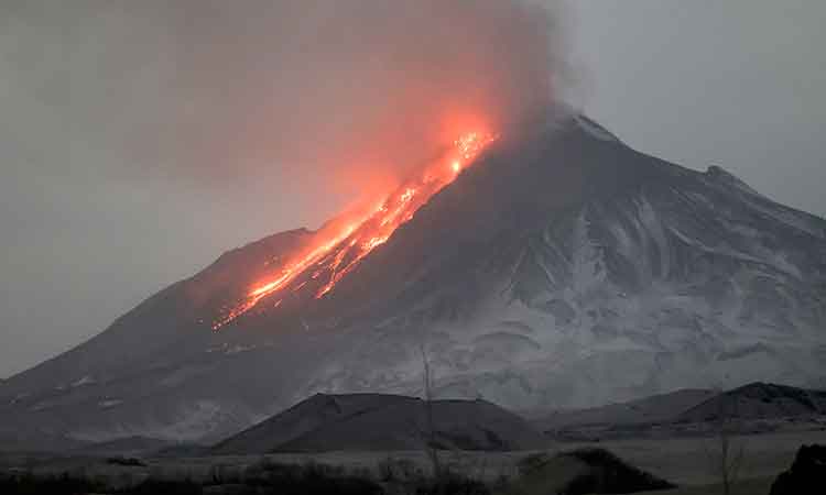 Russian volcano spews ash across Kamchatka Peninsula