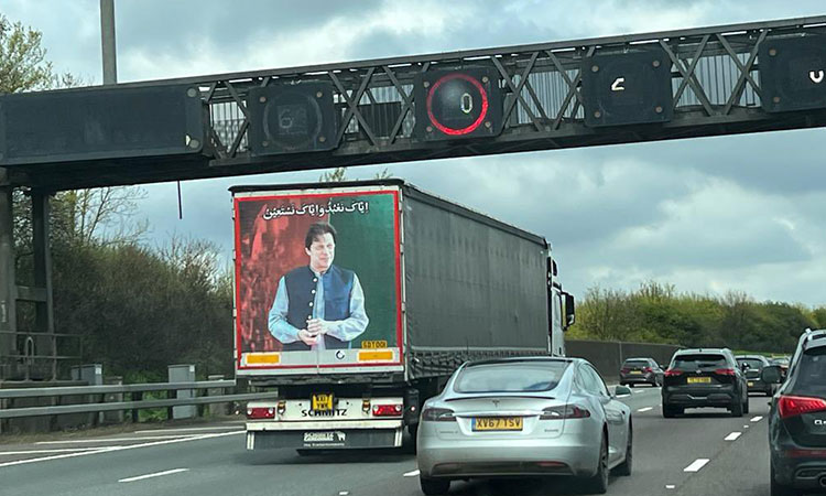 Jemima shares her ex-husband Imran Khan’s painting on a truck on UK highway