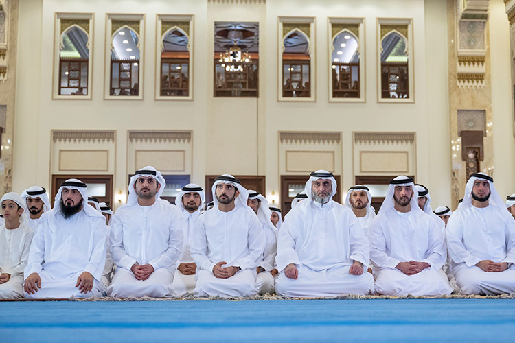 Sheikh Hamdan and Sheikh Maktoum perform Eid prayer at Zabeel Grand Mosque