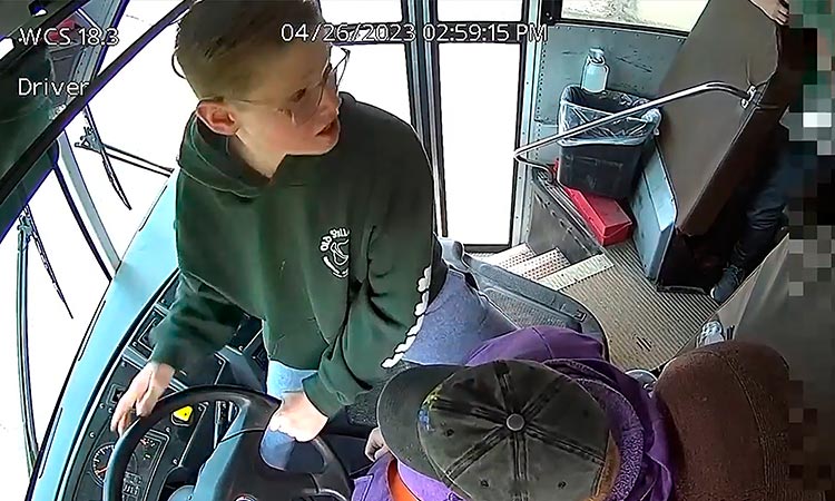 VIDEO: Boy stops Michigan school bus with ill driver, hailed as a hero