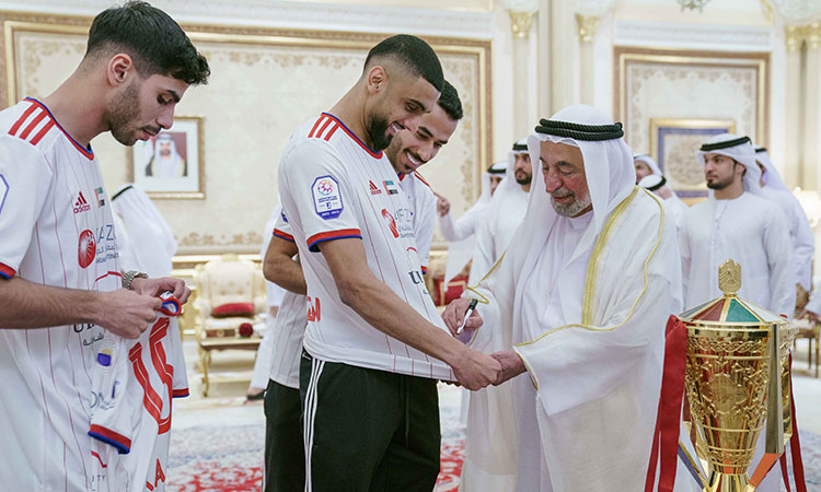 Sultan receives champions of UAE President's Cup, rewards them with Dhs10m