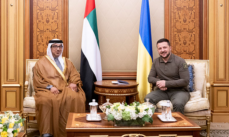 Sheikh Mansour meets Ukraine's President, Iraqi PM on sidelines of Arab League Summit