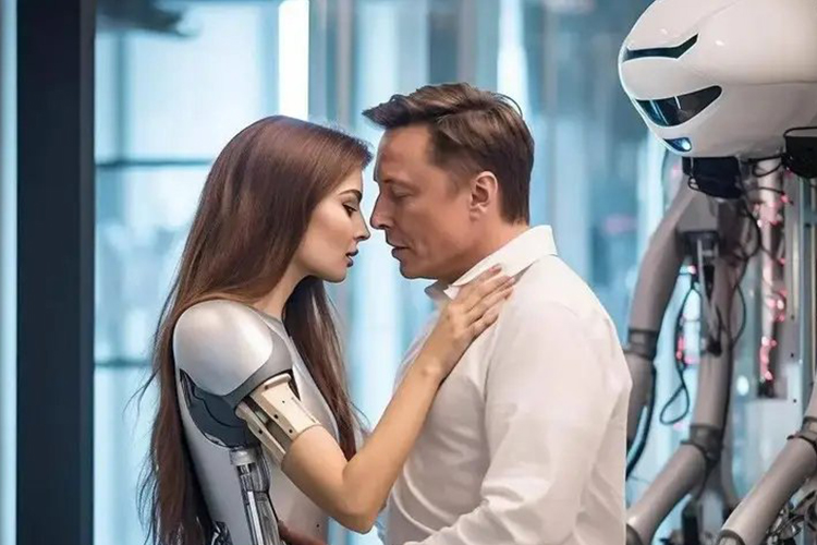 Pictures of ‘Musk’ kissing a robot go viral on social media