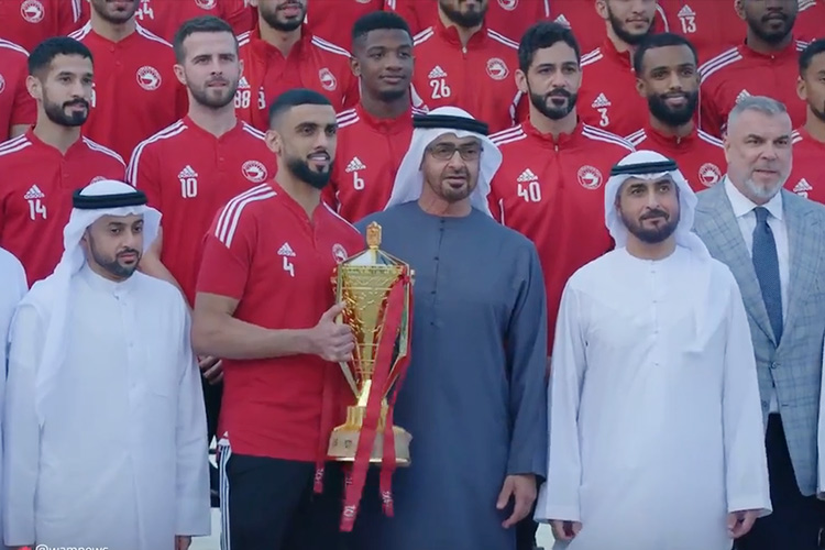 Sheikh Mohamed Bin Zayed receives Sharjah Football team, winners of the President's Cup 