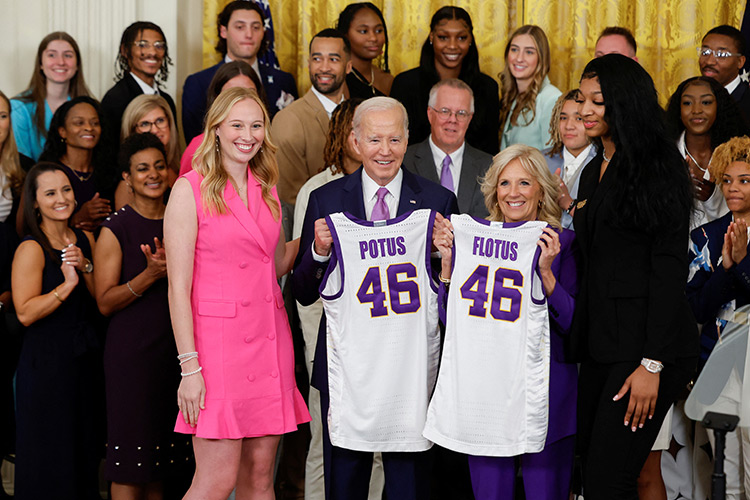 Female basketball player faints during Biden’s speech at the White House