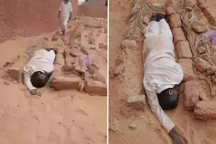 Algerian young man has been sleeping next to his mother's grave for two years over shock of her death