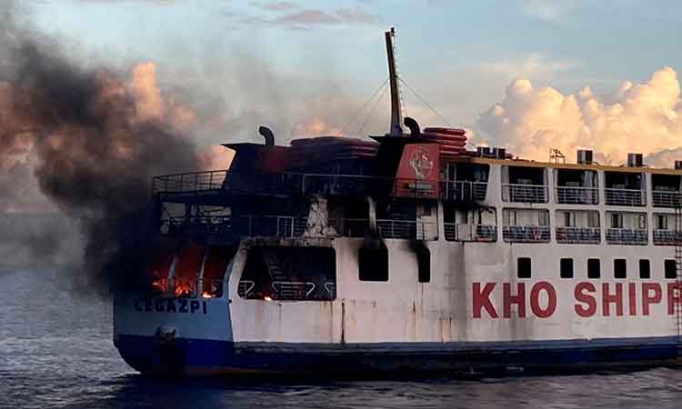 Philippine ferry catches fire at sea, all 120 people aboard rescued