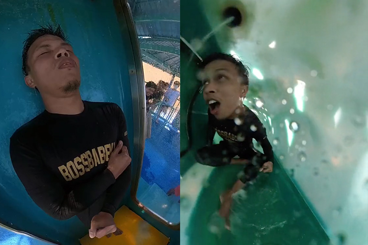 30 seconds of terror: Malaysian influencer gets stuck inside a waterslide 