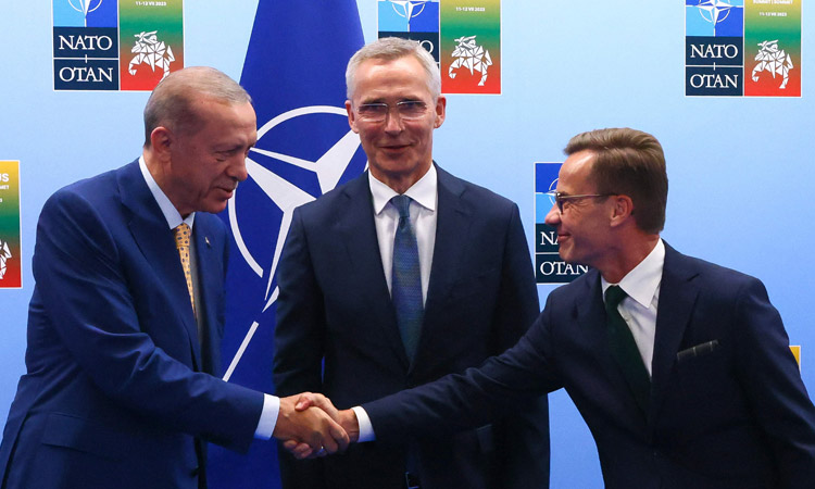 Nato summit boosted by deal to advance Sweden’s bid to join alliance