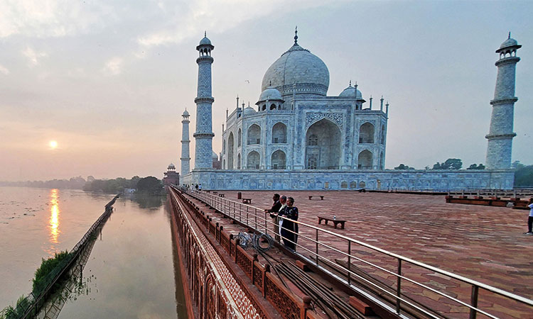 Yamuna River laps walls of iconic Taj Mahal after unusually heavy rain in northern India