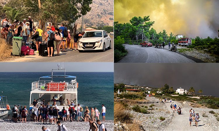 Thousands of tourists flee the Greek island of Rhodes after wildfire turns dangerous