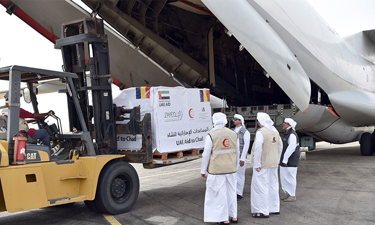 UAE aid plane arrives in Chad carrying food parcels for Sudanese refugees, local community