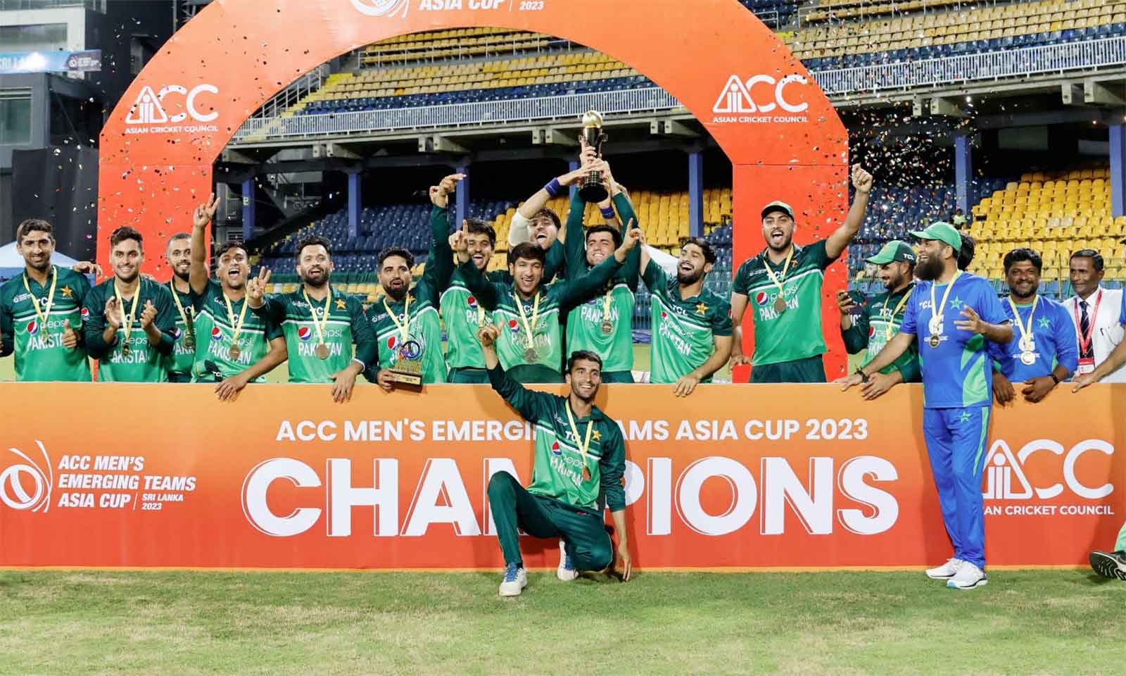 Pakistan Shaheens win second consecutive Men's Emerging Asia Cup title after thumping India A by 128 runs 