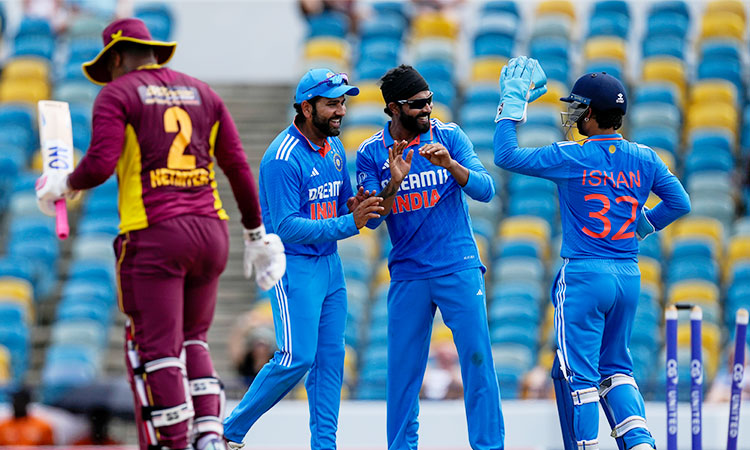 Yadav, Jadeja star in India's five-wicket win over West Indies in first ODI