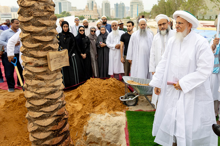 Dawoodi Bohra leader plants indigenous date palm trees to supports the Dubai 2040 plan