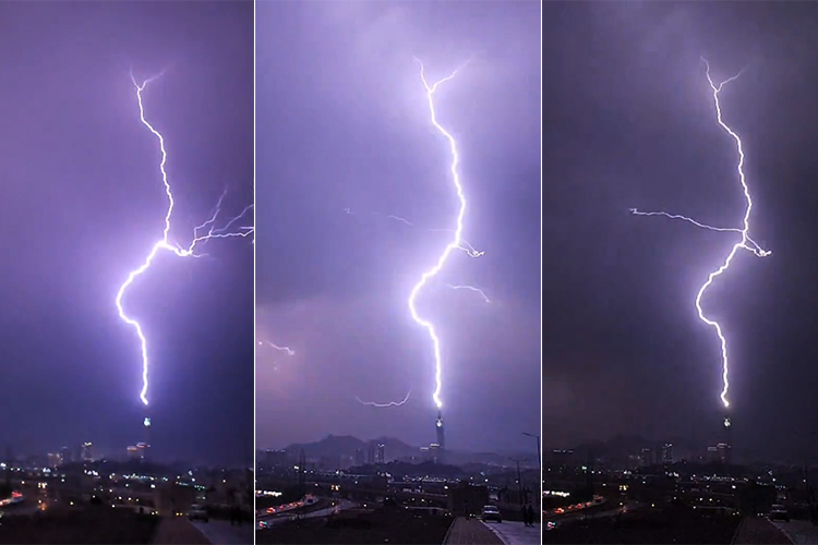 VIDEO: Lightning strikes Clock Tower in Makkah, heavy rain brings down temperature