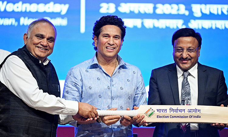 Legendary Indian cricketer Sachin Tendulkar recognised as 'national icon' of Election Commission