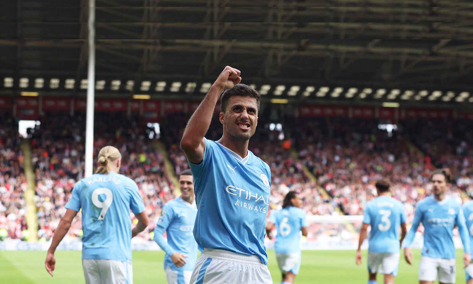 Rodri lifts City over Sheffield, Liverpool stun Newcastle