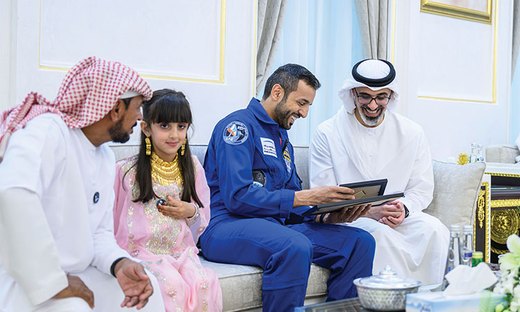 Sheikh Khaled attends reception for Sultan Al Neyadi in Al Ain to celebrate his return from space 