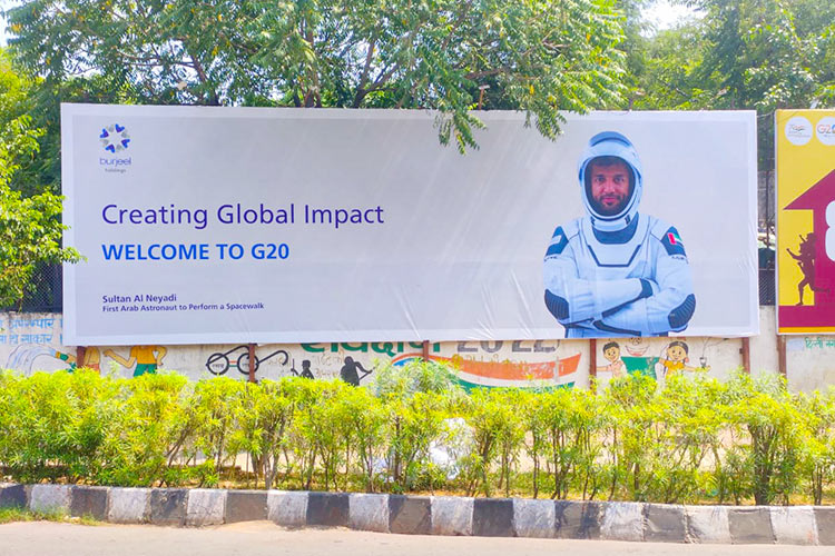 Emirati astronaut Neyadi's posters adorn the streets of New Delhi ahead of G20 summit