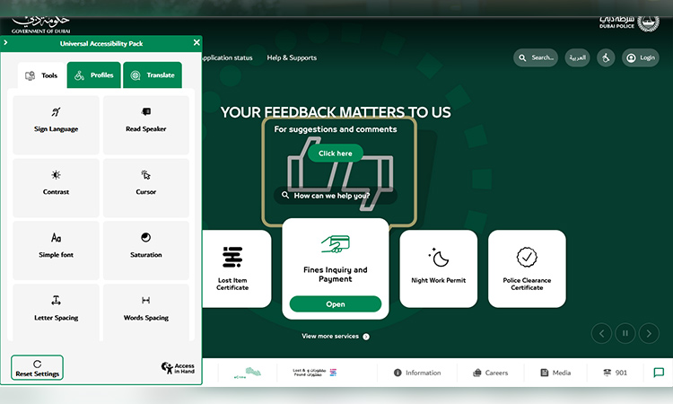 Dubai Police launch 'Universal Accessibility Pack' service for people of determination on their website