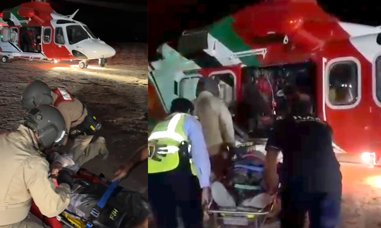 Sharjah Police airlift critically injured person from Nazwa desert