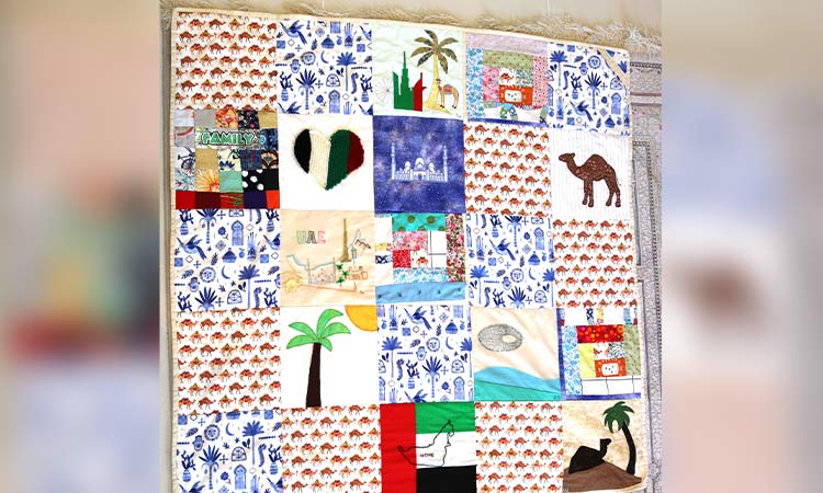 Farida Talaat celebrates UAE with friends on a group designed quilt