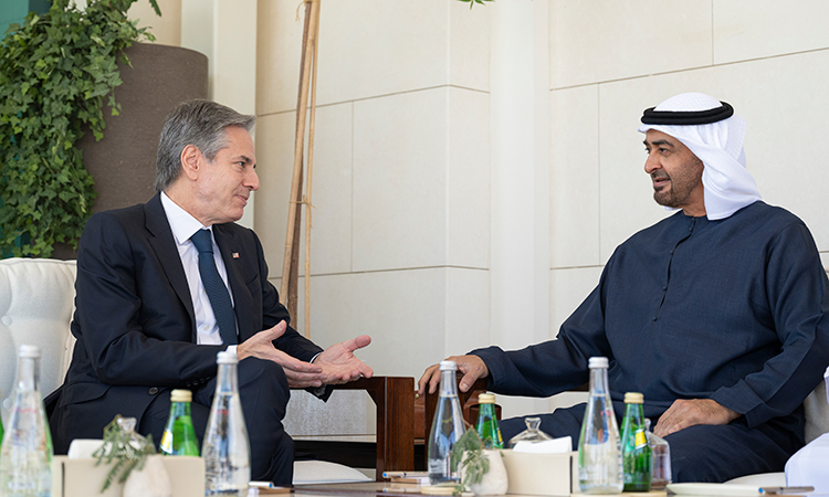 UAE President and US Secretary of State discuss ceasefire in Gaza to protect civilian lives