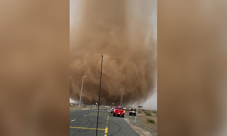 VIDEO: 'Dust tornado' spotted between Ras Al Khaimah's Kadra and Sharjah's Al Khudaira