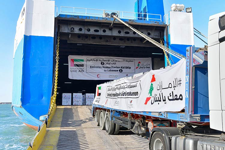 Emirati ship carrying 2,000 tonnes of relief aid reaches Beirut port