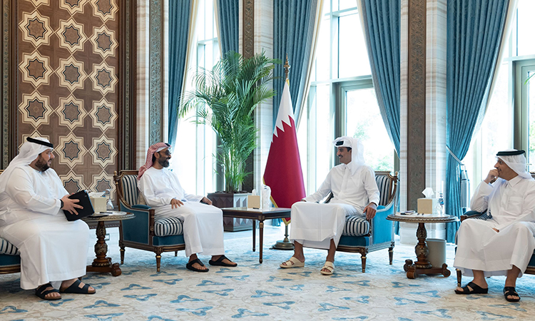 Qatari Emir, Sheikh Tahnoon discuss ways to enhance ties