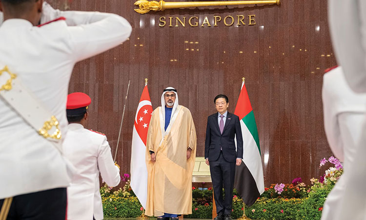 Crown Prince of Abu Dhabi arrives at Singapore Parliament House