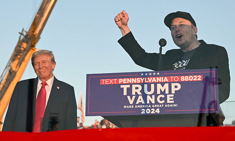 Elon Musk makes his first appearance at a Trump rally and casts the election in dire terms