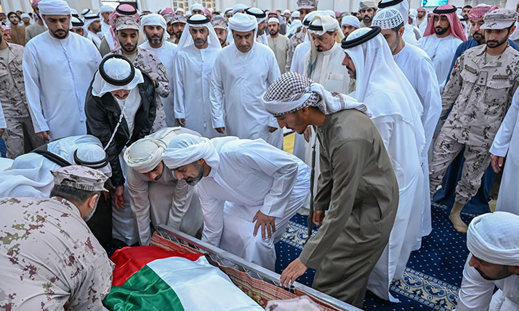 Ajman Ruler, CP perform funeral prayer over body of UAE martyr Khalifa Al Balushi