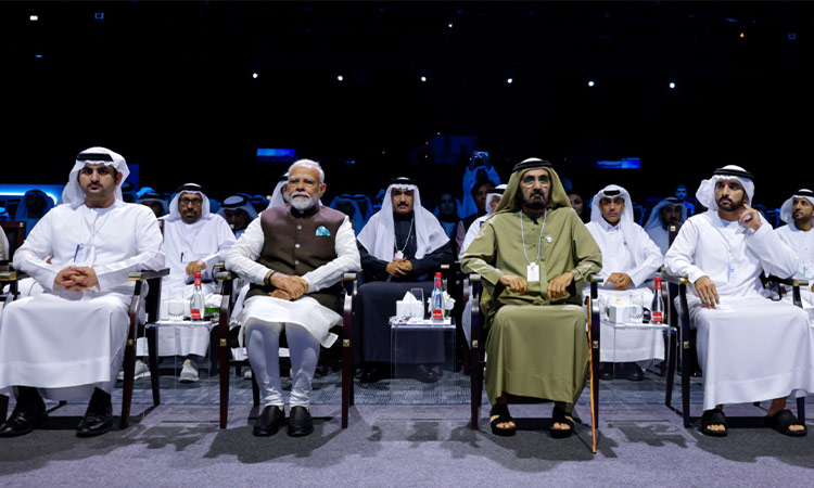 Sheikh Mohammed witnesses a key session of Indian PM Modi at World Governments Summit