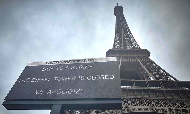 Strike at the Eiffel Tower closes one of the world's most popular monuments to visitors