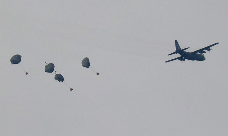 Jordanian army air-drops humanitarian aid into Gaza