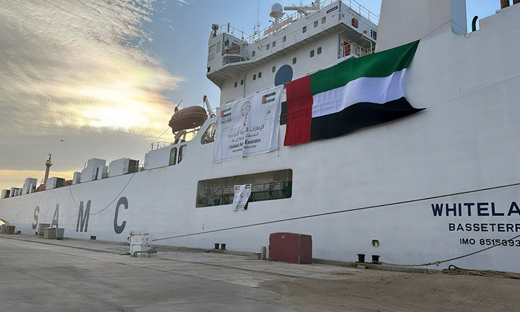 2nd Emirati aid ship sets sails with 4,544 tonnes of aid for Palestinians 