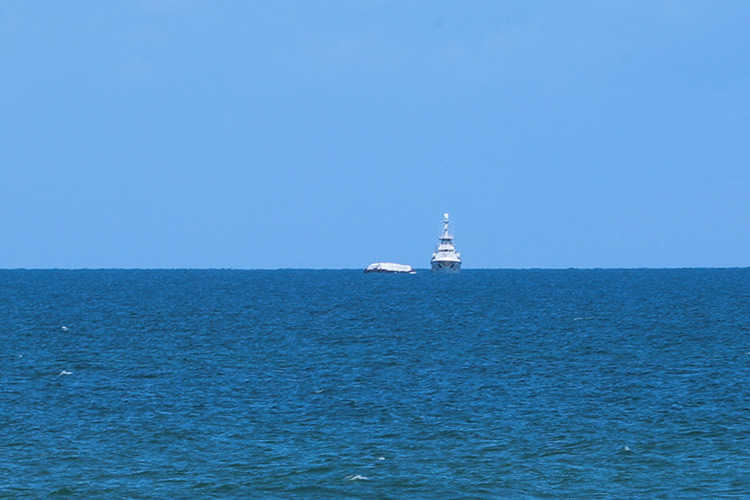 Aid ship carrying 200 tonnes of food for Palestinians visible off Gaza coast 