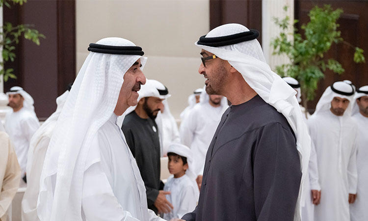 President Sheikh Mohamed exchanges Ramadan greetings with UAQ Ruler Sheikh Saud