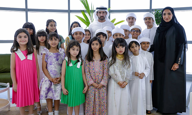 Sheikh Hamdan meets Emirati children who participated in Dubai cleanup after floods 