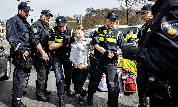 Climate activist Greta Thunberg detained twice at Dutch protest