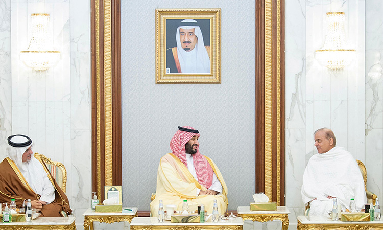 Saudi crown prince meets PM Shahbaz, stresses talks between Pakistan and India